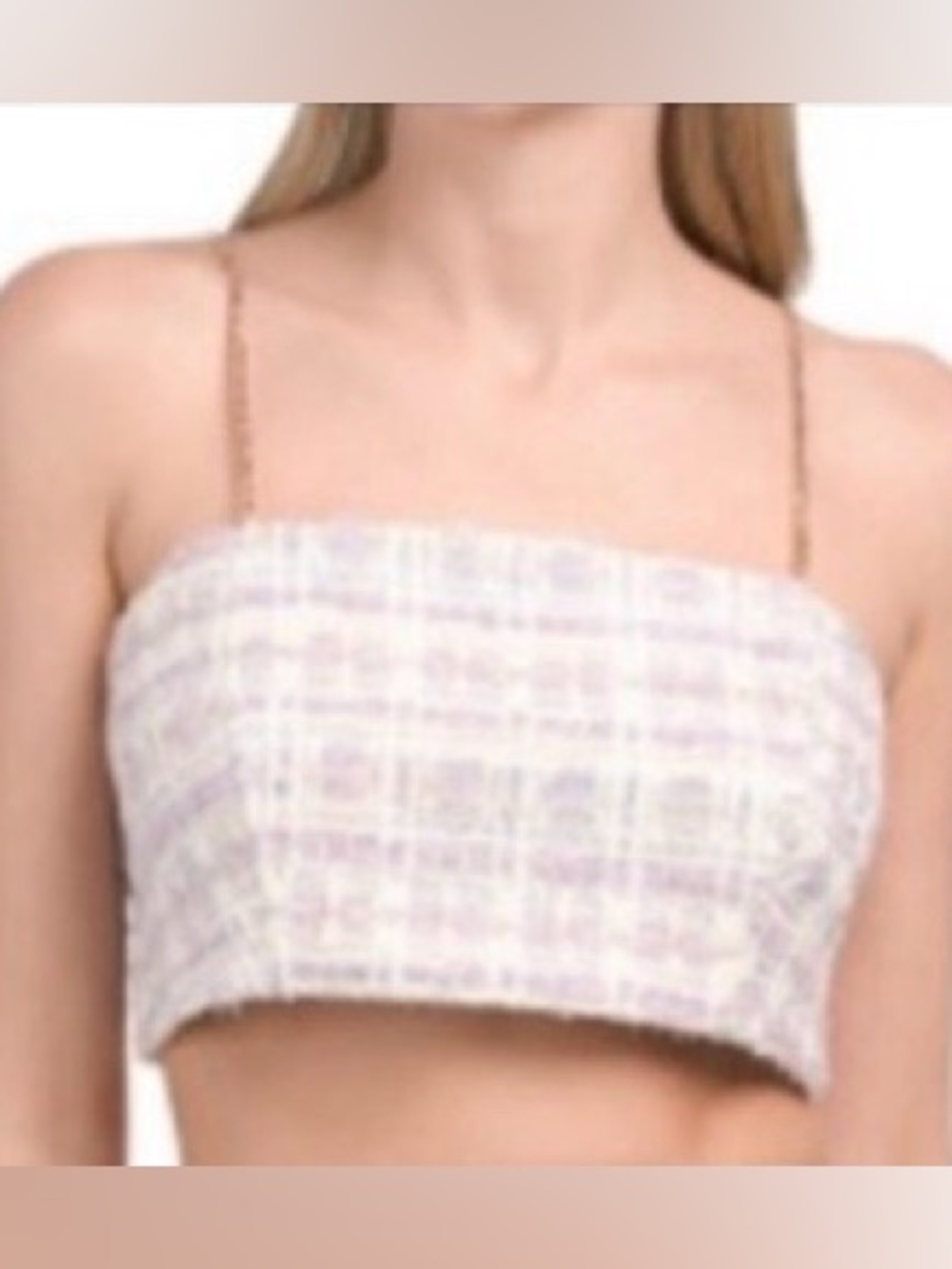 NEW House of Harlow 1960 Tweed Crop Top Purple Gold White Size 6 Plaid NWT
